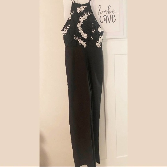 KARINA GRIMALDI Paola Lace Black & White Jumpsuit Size Large NEW - Picture 2 of 10